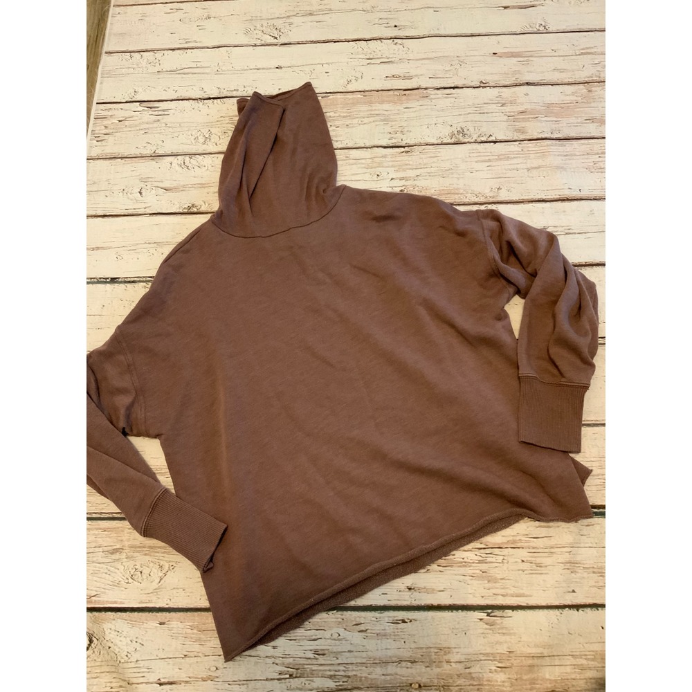 Aerie Oversized Turtleneck Sweatshirt Mauve Brown Ribbed Pullover Small